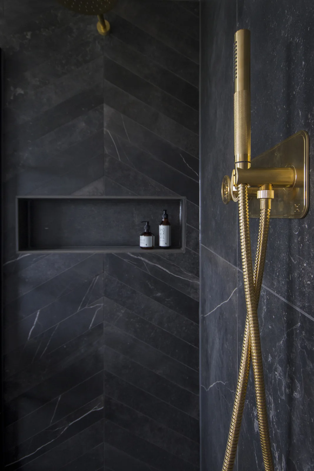 Cheltenham Black Fusion Chevron Bathroom — project photograph 3