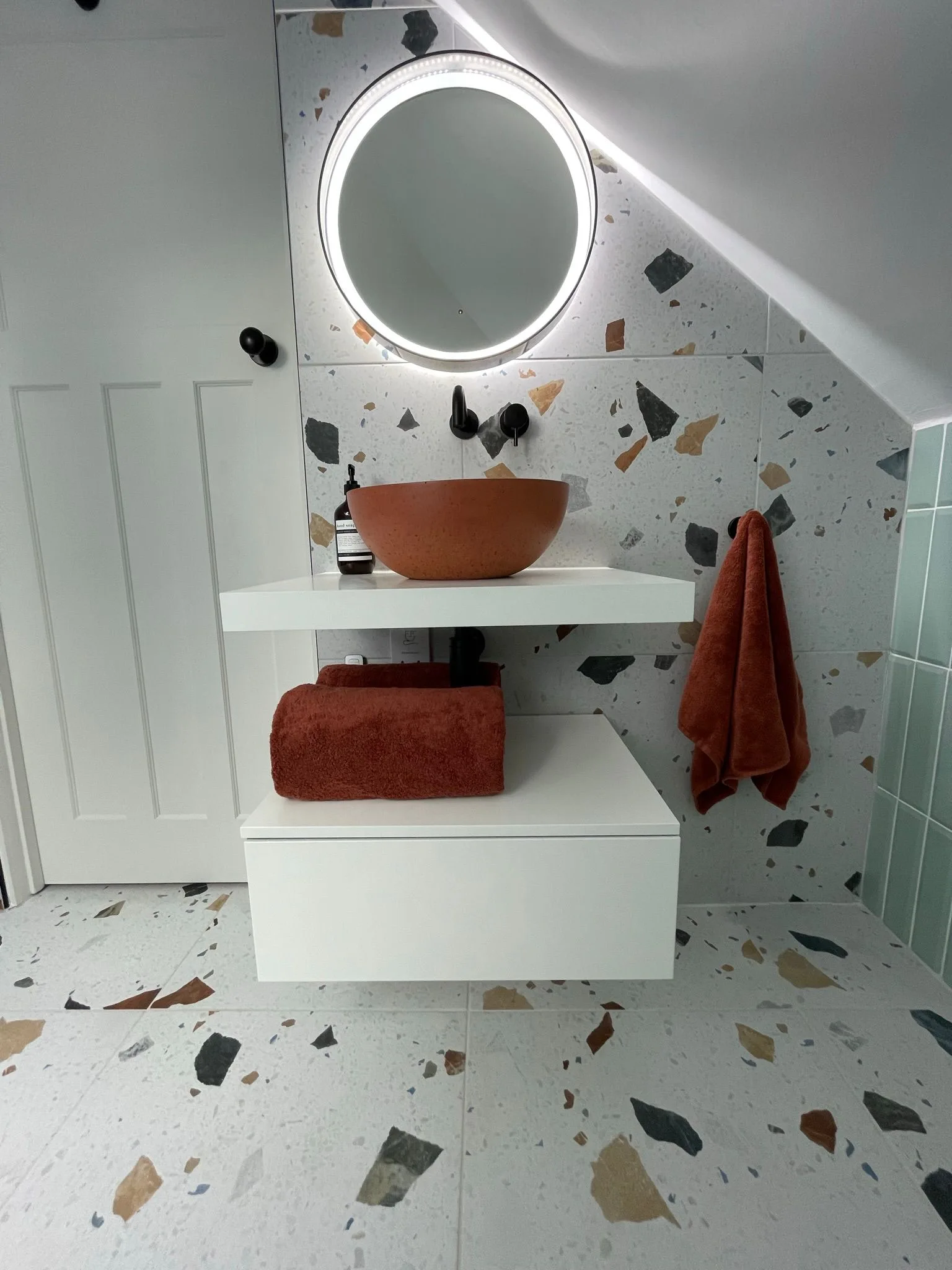 Terrazzo bathroom from the Obsidian project portfolio